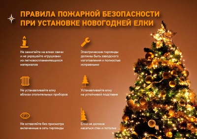Правила пожарной безопасности при установке новогодней ели