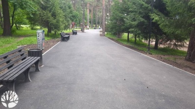 В парке «Сосновый бор» в Калининском районе благоустроили центральную аллею